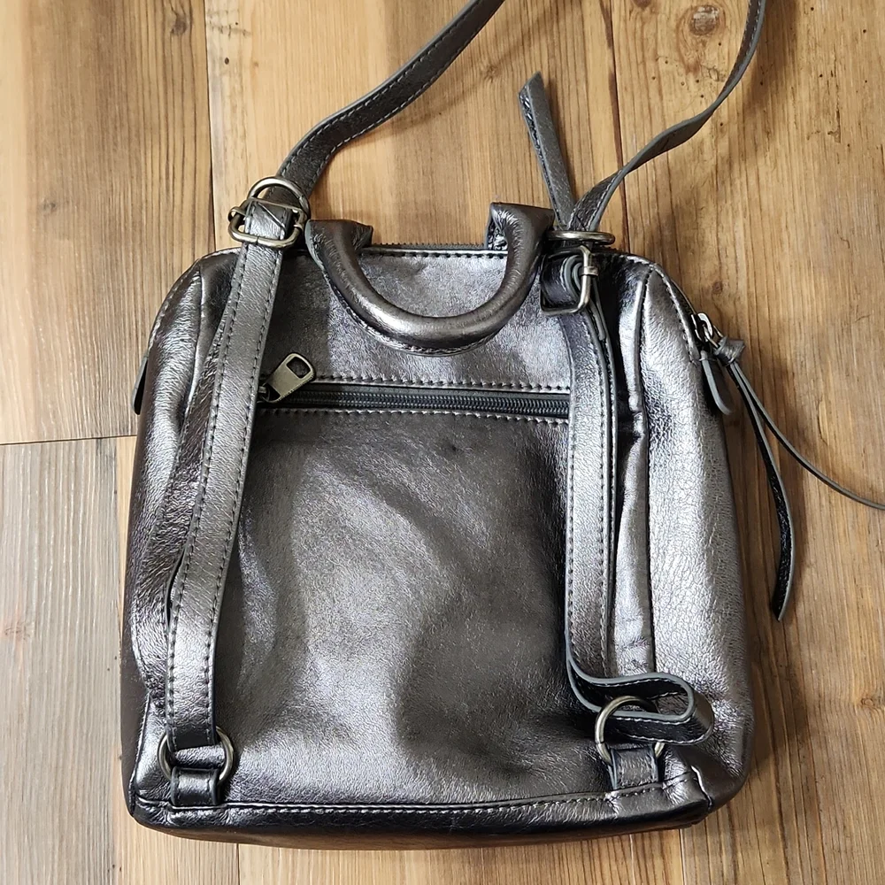 The Sak Metallic Pewter Leather Backpack
